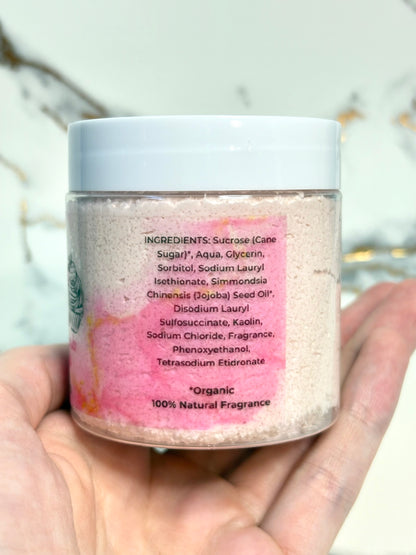 Strawberry Cupcake Whipped Sugar Scrub - Organic Jojoba Oil, Rose Kaolin Clay, and Natural Fragrance - Fluffy, Moisturizing, 4oz - Vegan