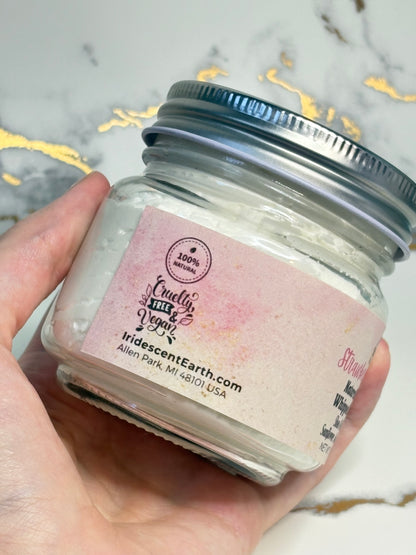 Strawberry Cupcake Whipped Body Butter - All Natural with Organic Shea Butter, Jojoba Oil, Sunflower Oil, Argan Oil, and Mango Butter