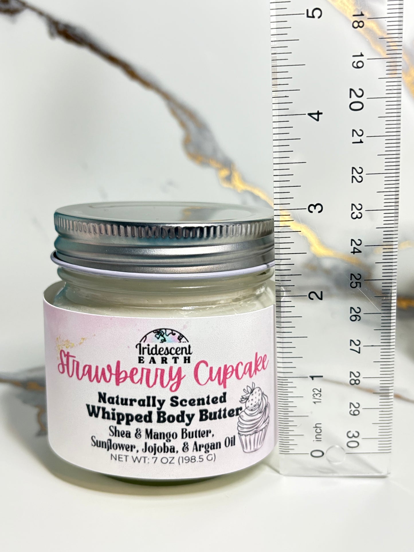 Strawberry Cupcake Whipped Body Butter - All Natural with Organic Shea Butter, Jojoba Oil, Sunflower Oil, Argan Oil, and Mango Butter